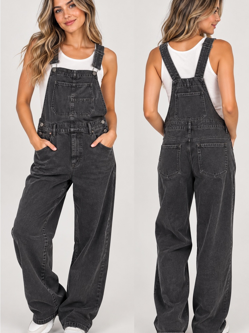 We The Free Washed Black Denim Overalls